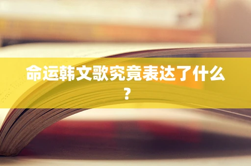 命运韩文歌究竟表达了什么？