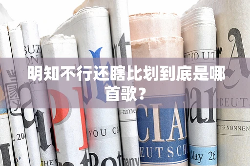 明知不行还瞎比划到底是哪首歌？