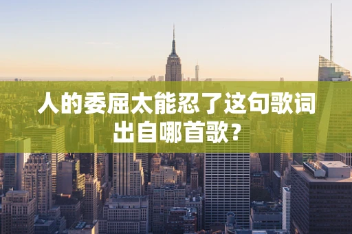 人的委屈太能忍了这句歌词出自哪首歌？