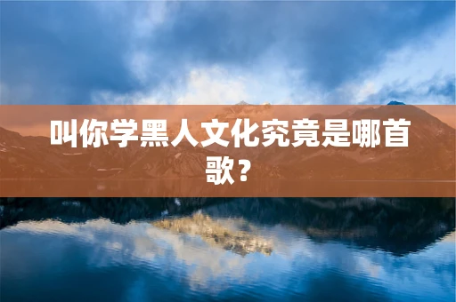 叫你学黑人文化究竟是哪首歌？
