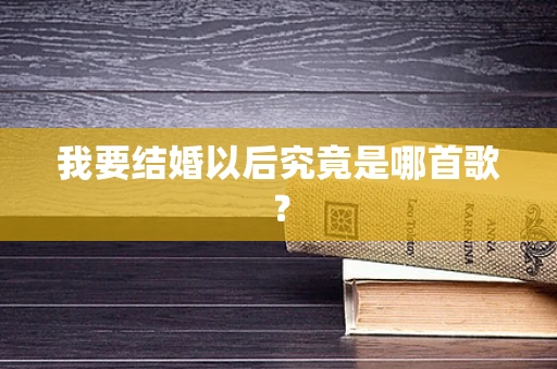 我要结婚以后究竟是哪首歌？