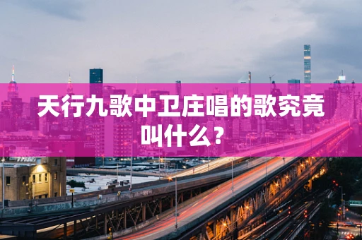 天行九歌中卫庄唱的歌究竟叫什么？